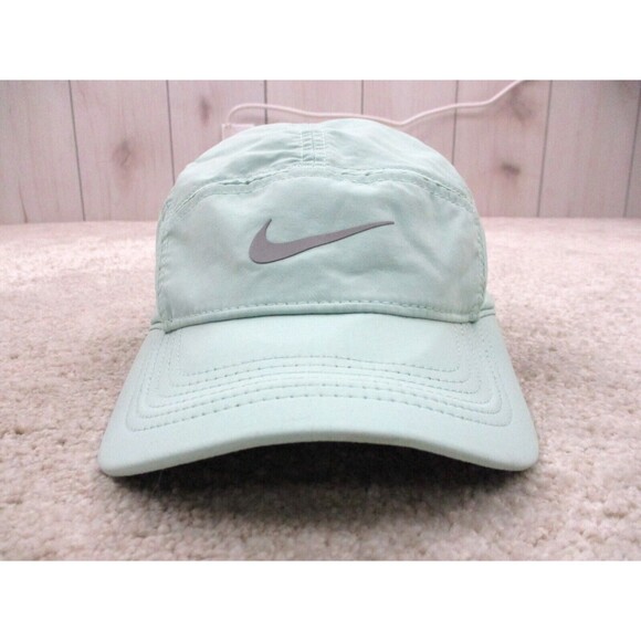 Nike Hat Cap Strap Back Green Swoosh Panel Lightweight Running Run AW84 Mens - Picture 1 of 9